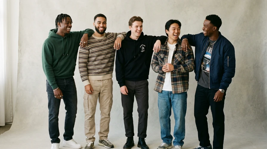 A diverse group of friends from the Rynbw community